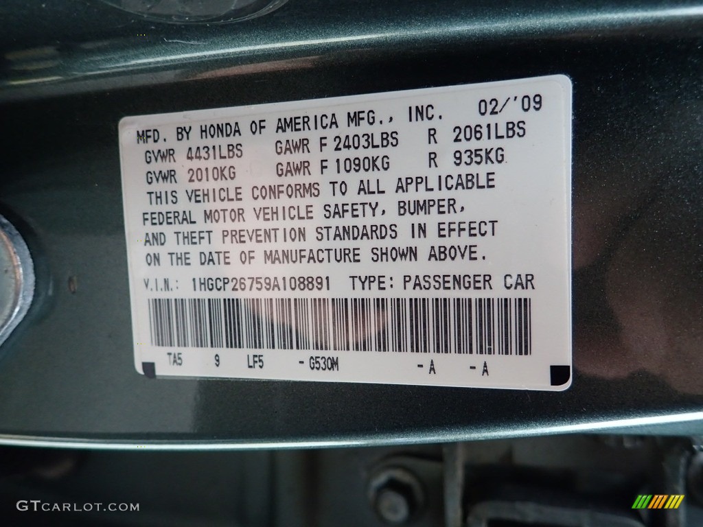 2009 Accord EX Sedan - Mystic Green Metallic / Black photo #24