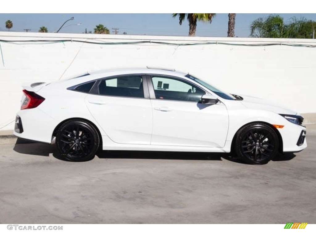 Platinum White Pearl 2020 Honda Civic Si Sedan Exterior Photo #136028626