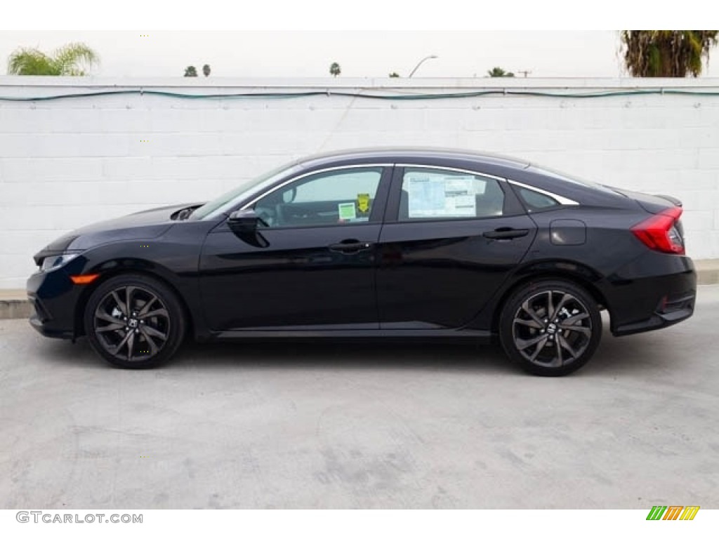 Crystal Black Pearl 2020 Honda Civic Sport Sedan Exterior Photo #136034566