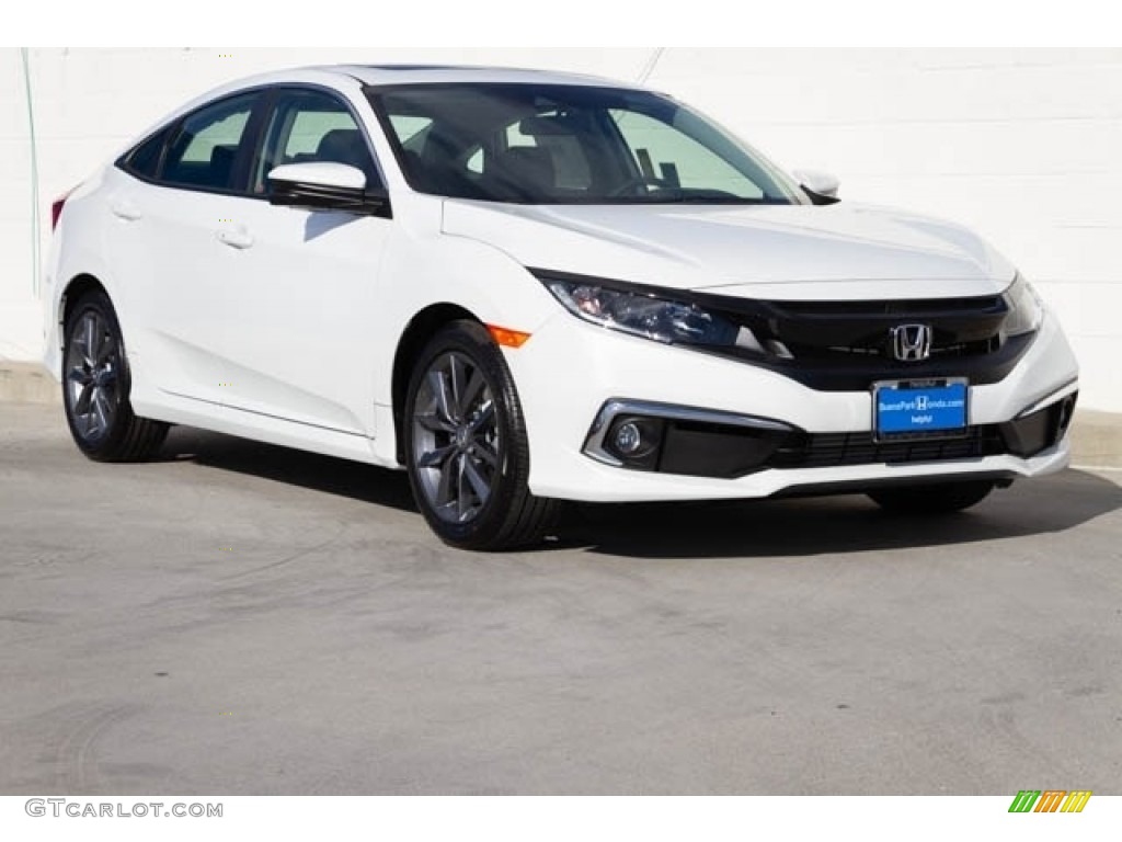 Platinum White Pearl 2020 Honda Civic EX Sedan Exterior Photo #136039670