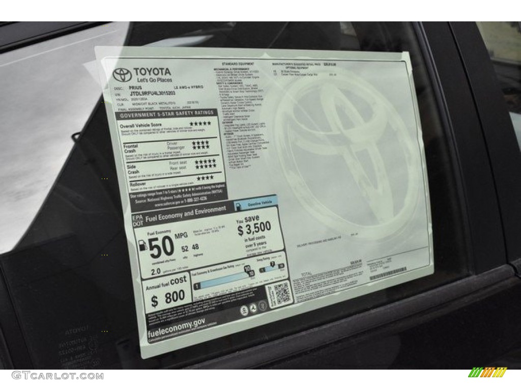 2020 Toyota Prius LE AWD-e Window Sticker Photo #136050514