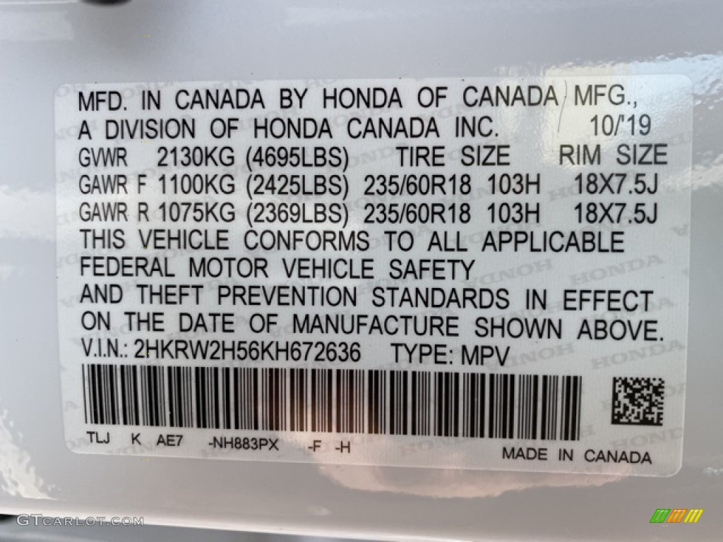 2019 CR-V EX AWD - Platinum White Pearl / Ivory photo #9