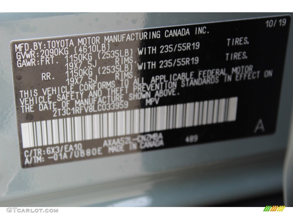 2020 RAV4 Color Code 6X3 for Lunar Rock Photo #136051591