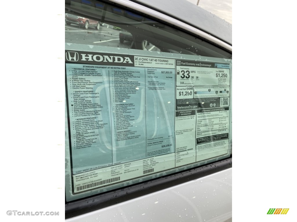 2020 Honda Civic Touring Sedan Window Sticker Photos