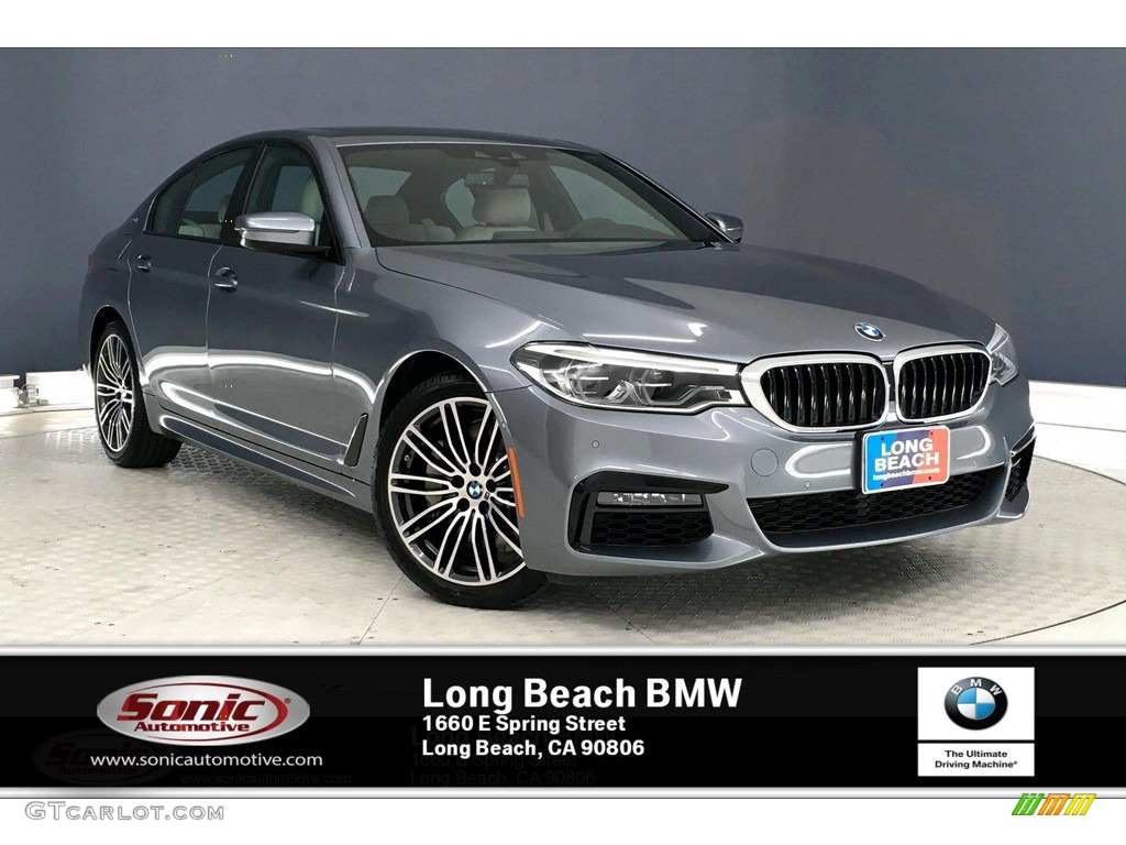 2019 5 Series 530e iPerformance Sedan - Bluestone Metallic / Ivory White photo #1