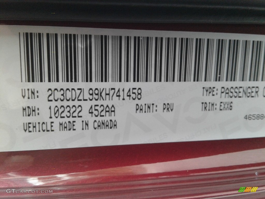 2019 Challenger Color Code PRV for Octane Red Pearl Photo #136059741