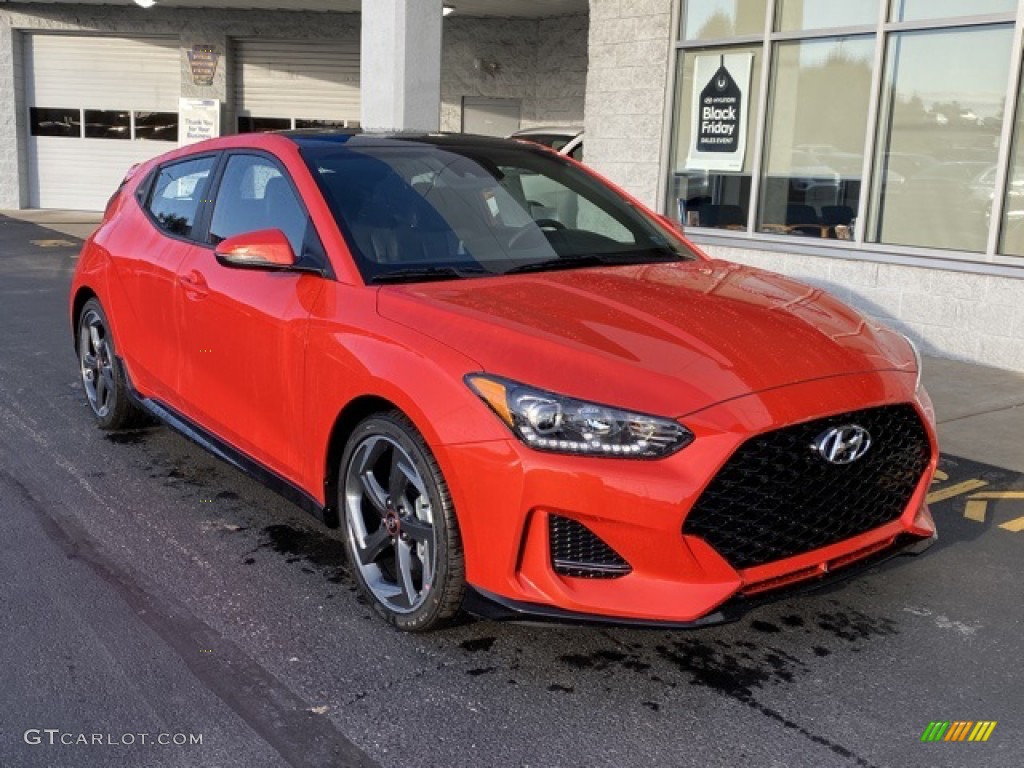 2020 Veloster Turbo - Sunset Orange / Black photo #2