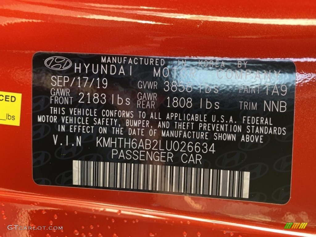 2020 Hyundai Veloster Turbo Color Code Photos
