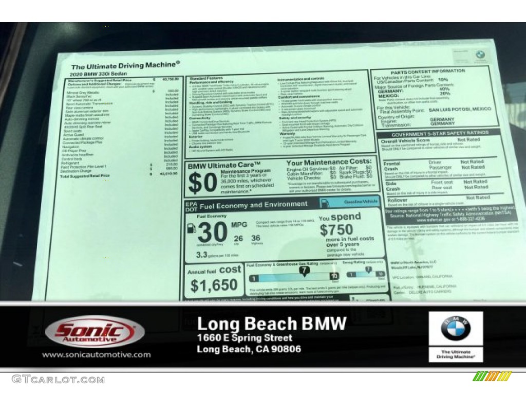 2020 3 Series 330i Sedan - Mineral Grey Metallic / Black photo #10