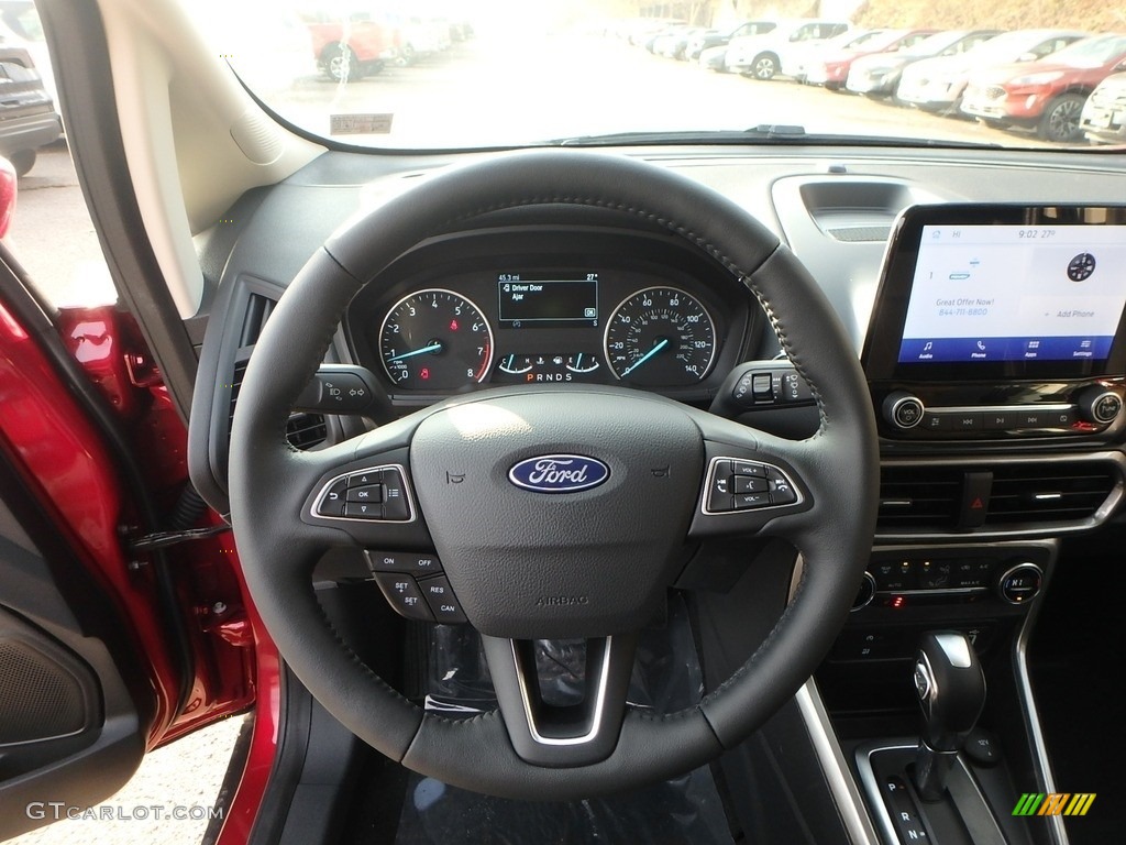 2020 Ford EcoSport SE 4WD Ebony Black Steering Wheel Photo #136087940