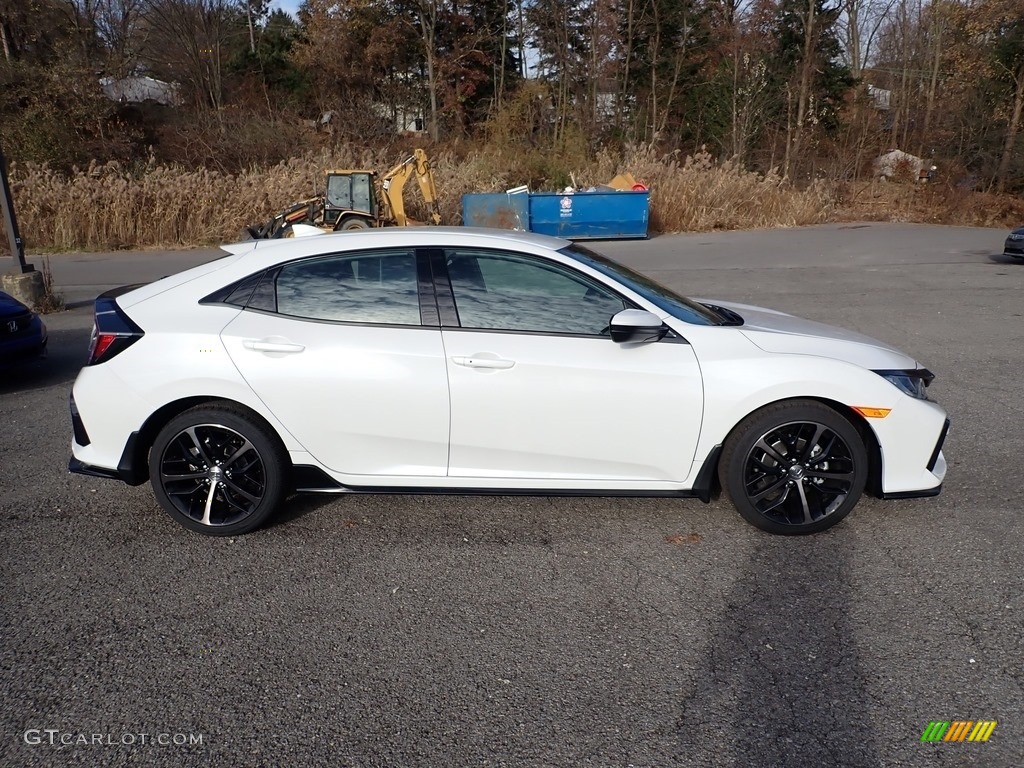 Platinum White Pearl 2020 Honda Civic Sport Hatchback Exterior Photo #136115078