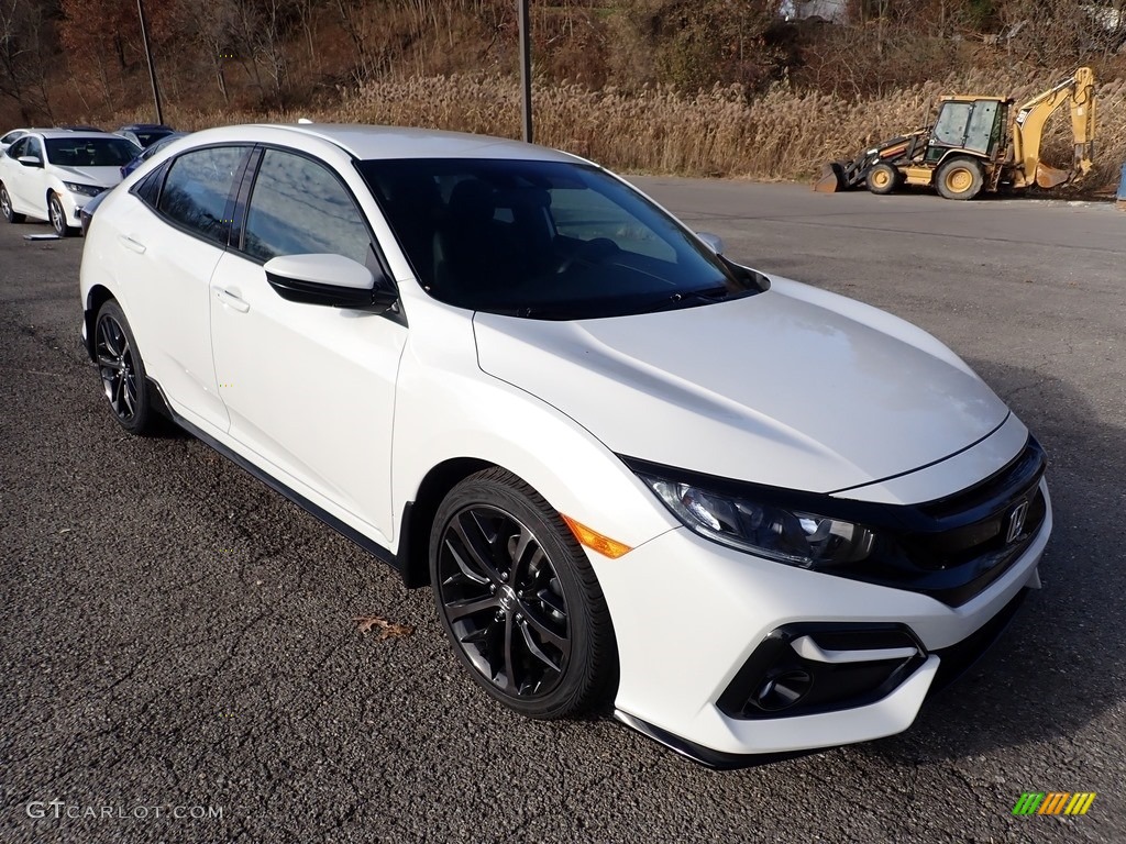 Platinum White Pearl 2020 Honda Civic Sport Hatchback Exterior Photo #136115108