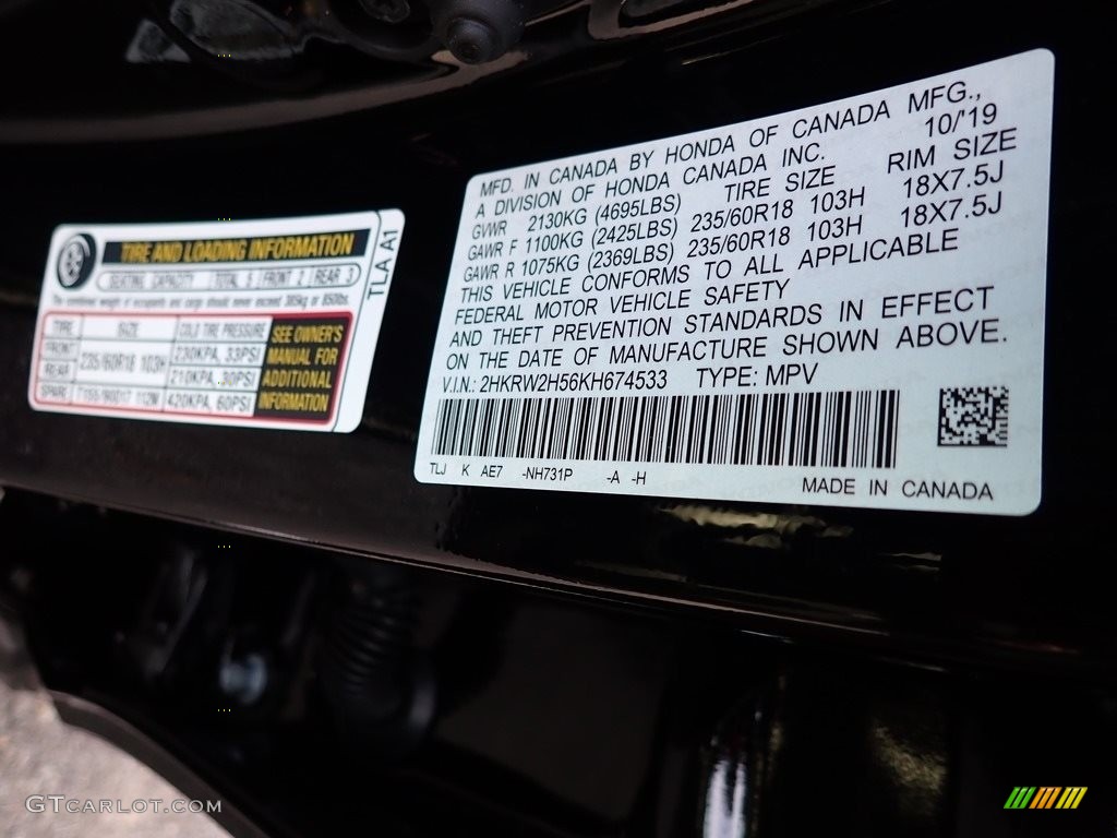 2019 CR-V EX AWD - Crystal Black Pearl / Black photo #12