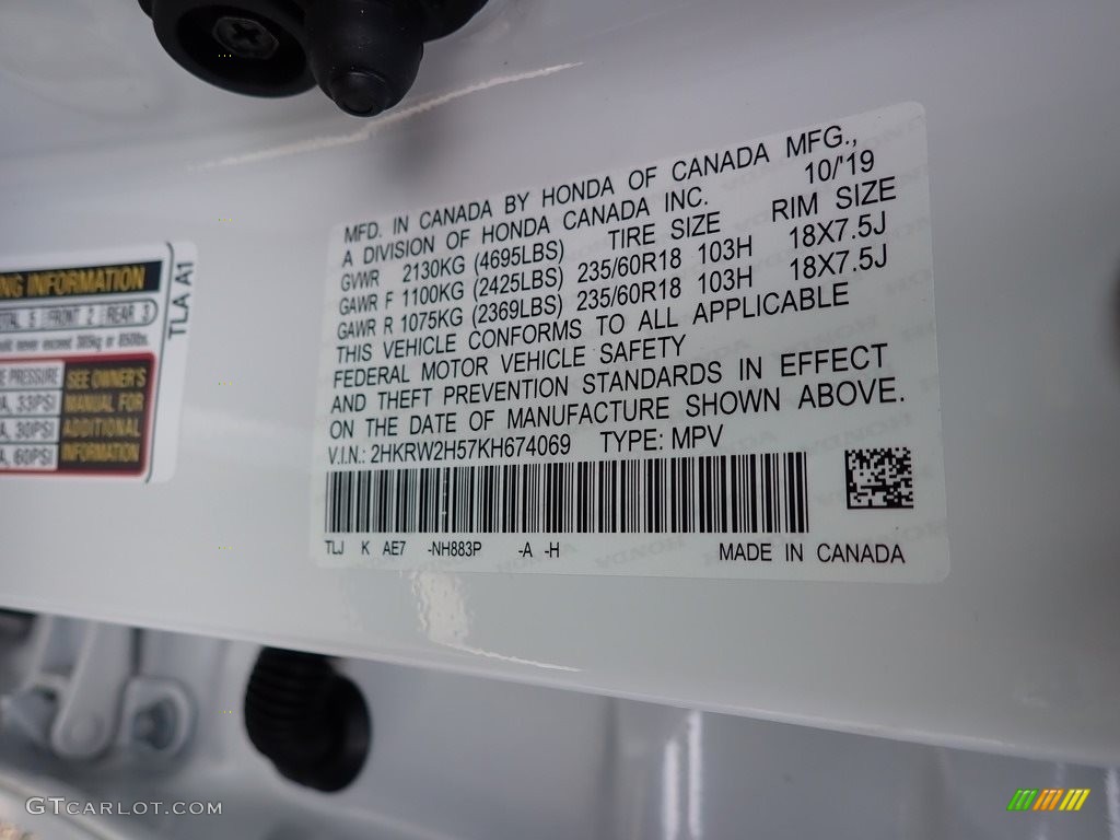 2019 CR-V EX AWD - Platinum White Pearl / Black photo #12