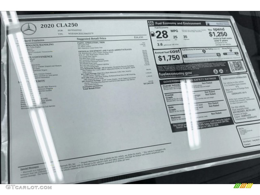 2020 Mercedes-Benz CLA 250 Coupe Window Sticker Photo #136129896