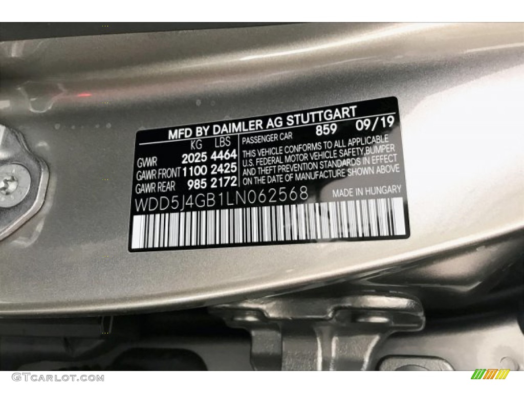 2020 CLA Color Code 859 for Mojave Silver Metallic Photo #136130315