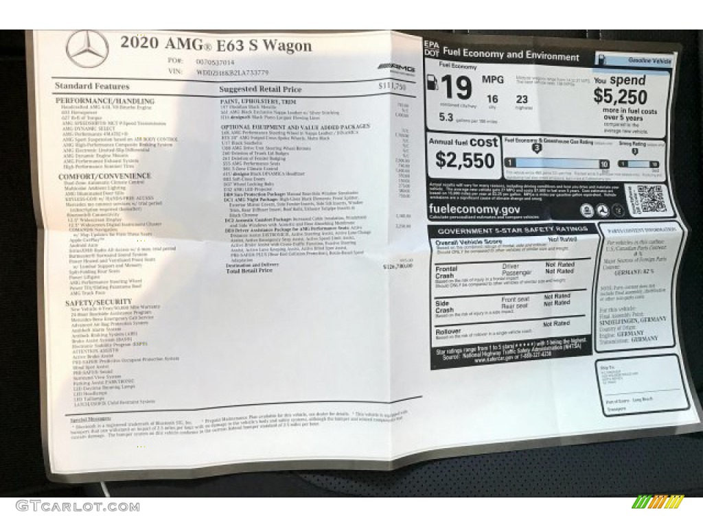 2020 Mercedes-Benz E 63 S AMG 4Matic Wagon Window Sticker Photo #136132076