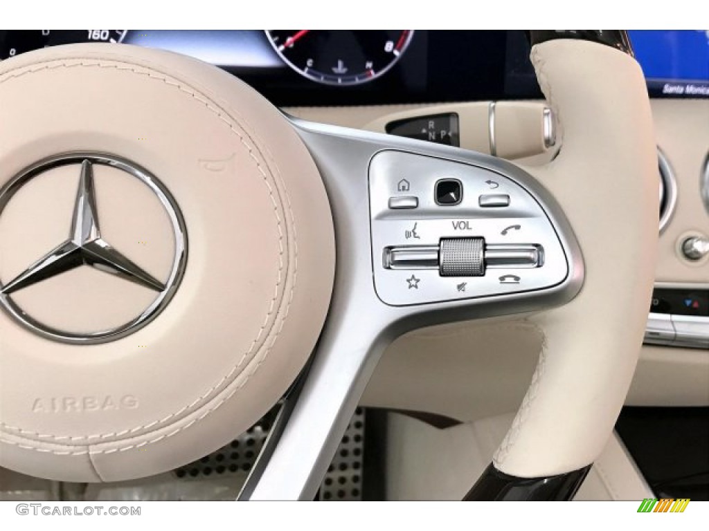 2020 Mercedes-Benz S 560 Cabriolet designo Porcelain/Titan Red Steering Wheel Photo #136132877