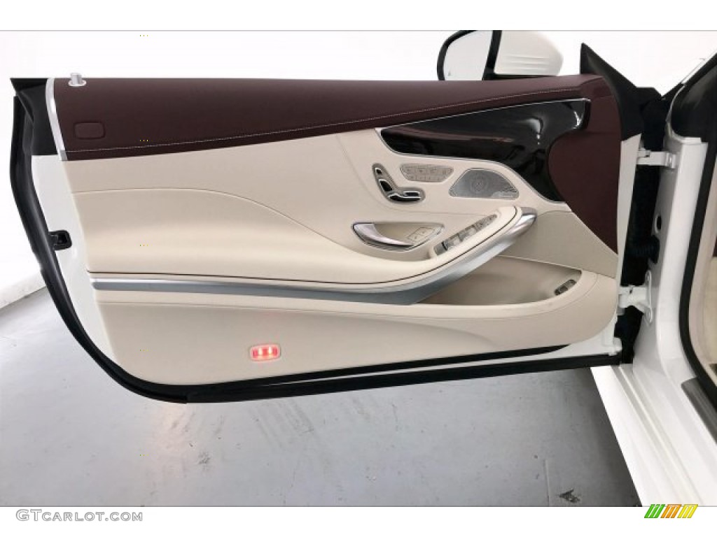 2020 Mercedes-Benz S 560 Cabriolet designo Porcelain/Titan Red Door Panel Photo #136132998
