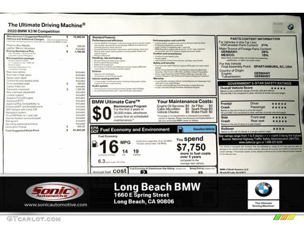 2020 X3 M Competition - Phytonic Blue Metallic / Black/Alcantara Black/Midrand Beige photo #10