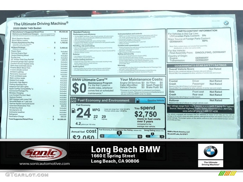 2020 7 Series 740i Sedan - Black Sapphire Metallic / Black photo #10