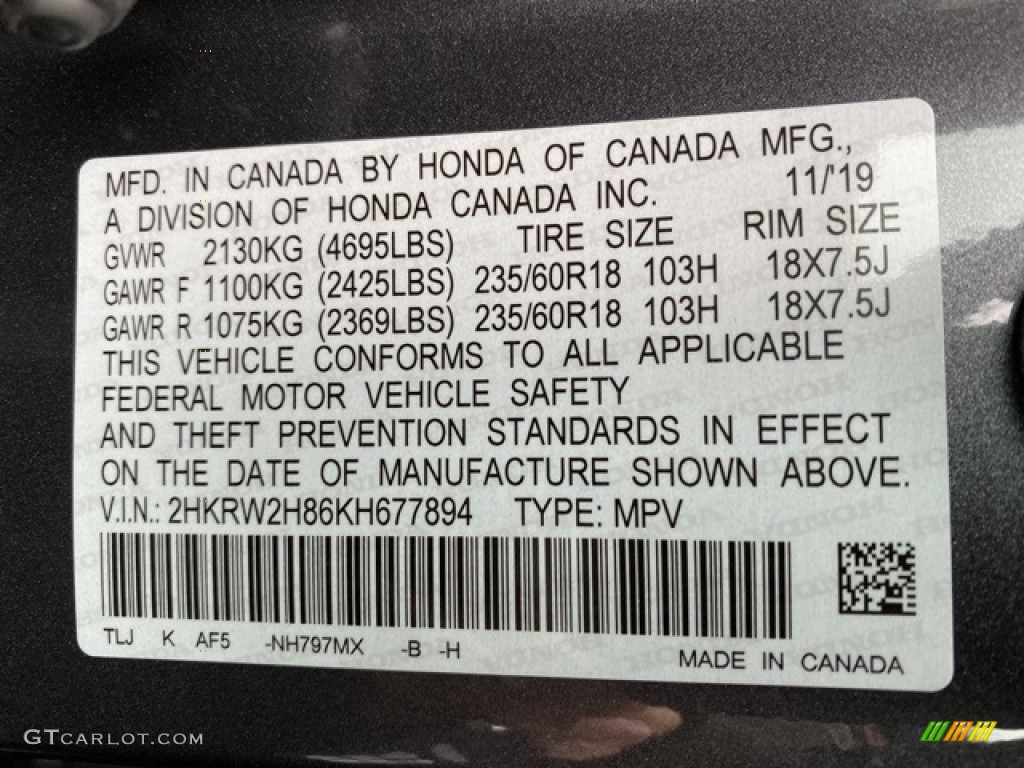 2019 CR-V EX-L AWD - Modern Steel Metallic / Gray photo #9