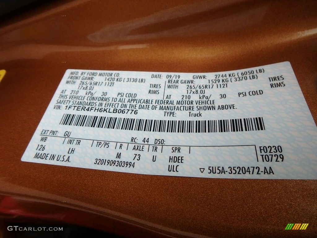 2019 Ranger Color Code GU for Saber Metallic Photo #136146783