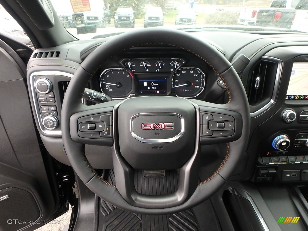 2020 GMC Sierra 1500 AT4 Crew Cab 4WD Jet Black Steering Wheel Photo #136162973