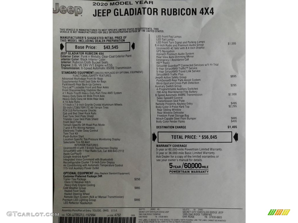 2020 Gladiator Rubicon 4x4 - Punk