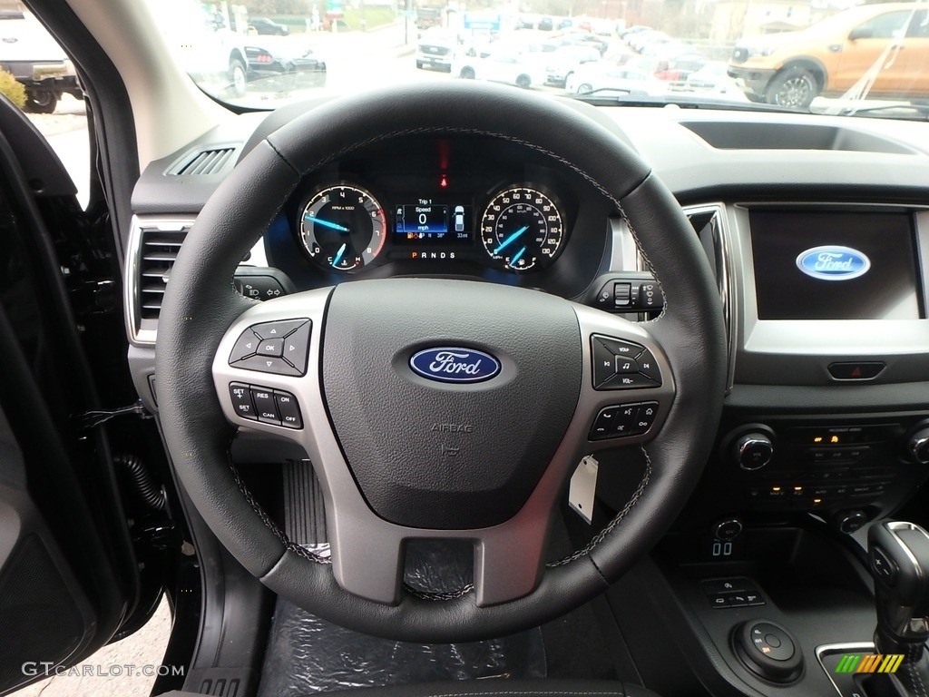 2019 Ford Ranger XLT SuperCrew 4x4 Ebony Steering Wheel Photo #136177489
