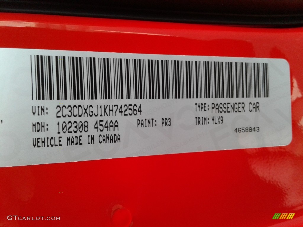 2019 Charger Color Code PR3 for Torred Photo #136183348