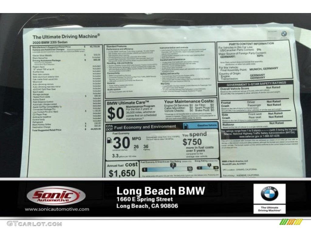 2020 3 Series 330i Sedan - Glacier Silver Metallic / Black photo #10