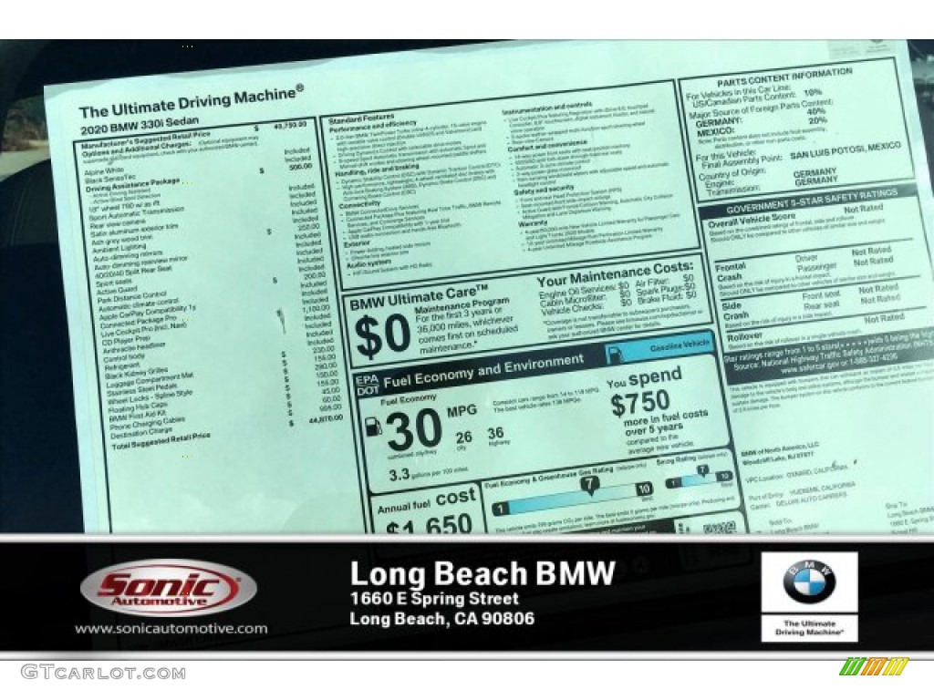 2020 3 Series 330i Sedan - Alpine White / Black photo #10