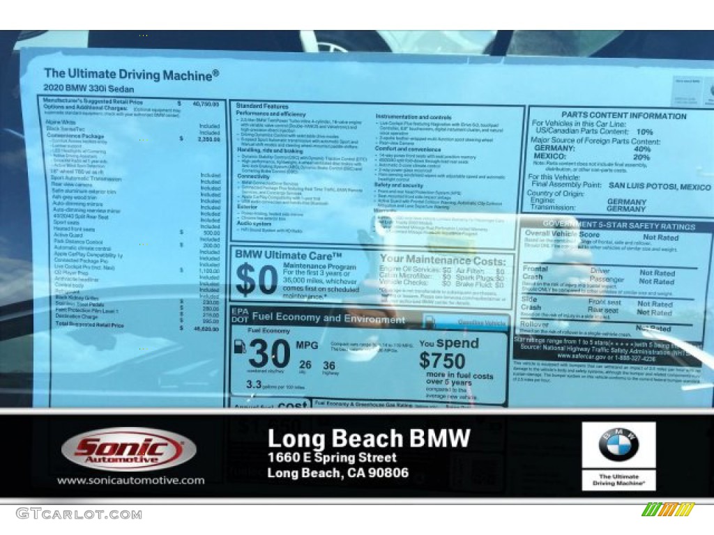 2020 3 Series 330i Sedan - Alpine White / Black photo #10