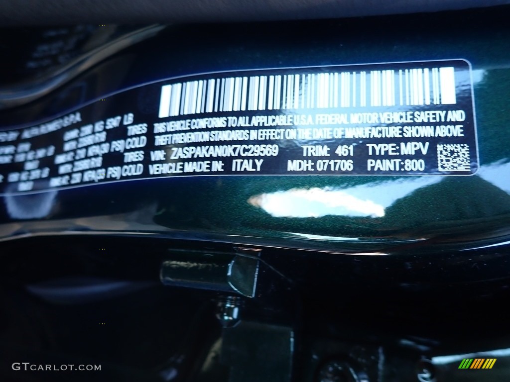 2019 Alfa Romeo Stelvio AWD Color Code Photos