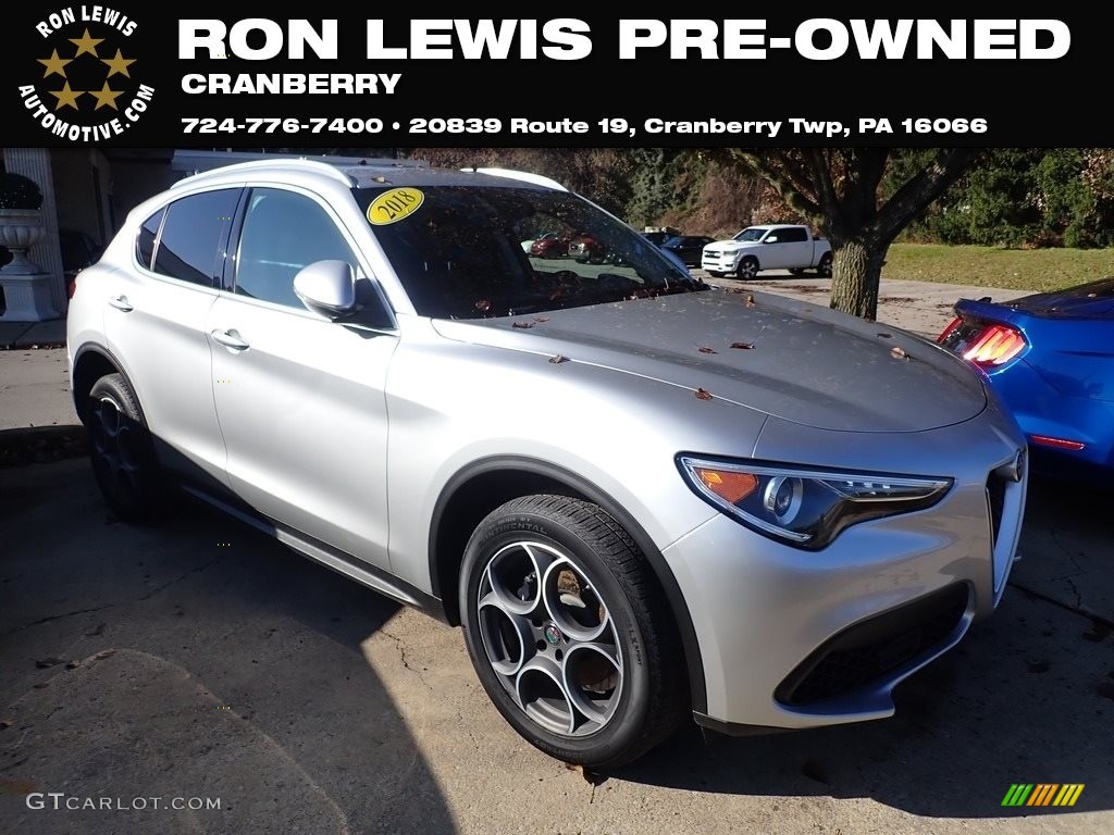 2018 Stelvio AWD - Silverstone Gray Metallic / Black/Black photo #1