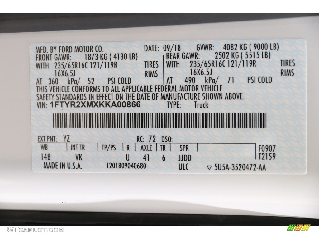 2019 Transit Van 250 HR Long - Oxford White / Pewter photo #17