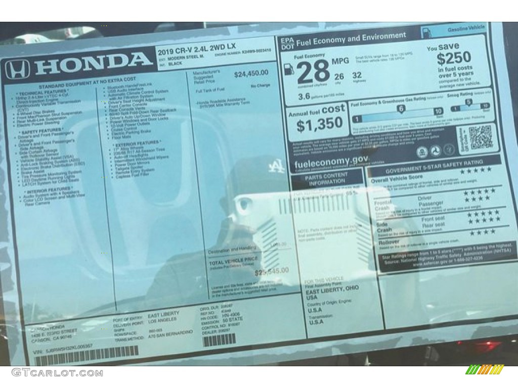 2019 Honda CR-V LX Window Sticker Photo #136210831
