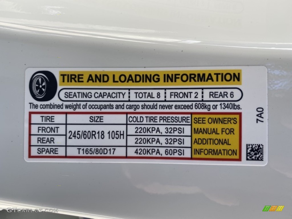 2020 Honda Pilot Elite AWD Info Tag Photo #136216072