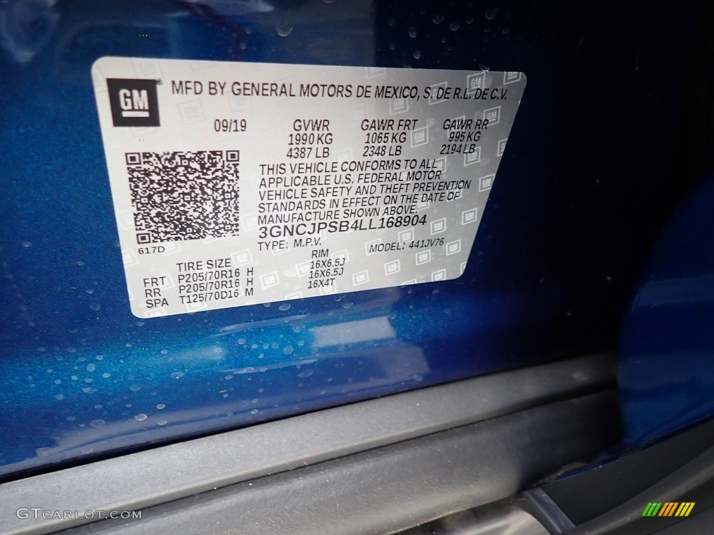 2020 Trax LT AWD - Pacific Blue Metallic / Jet Black photo #15