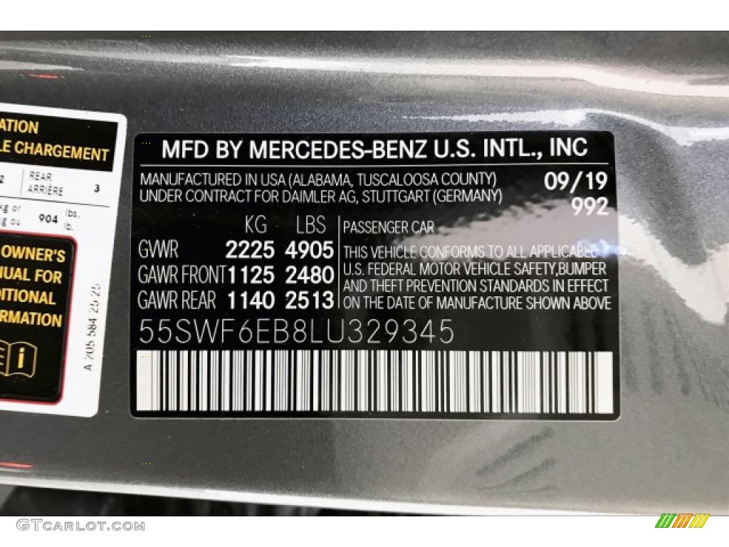 2020 C Color Code 992 for Selenite Grey Metallic Photo #136231331