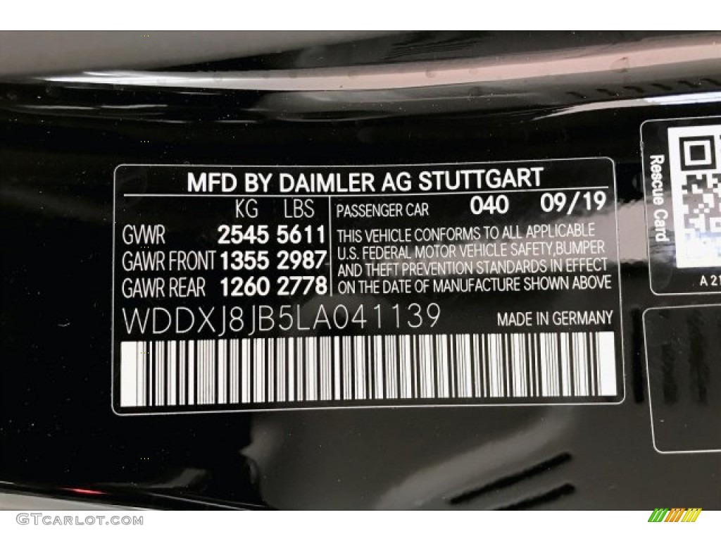 2020 S Color Code 040 for Black Photo #136232726