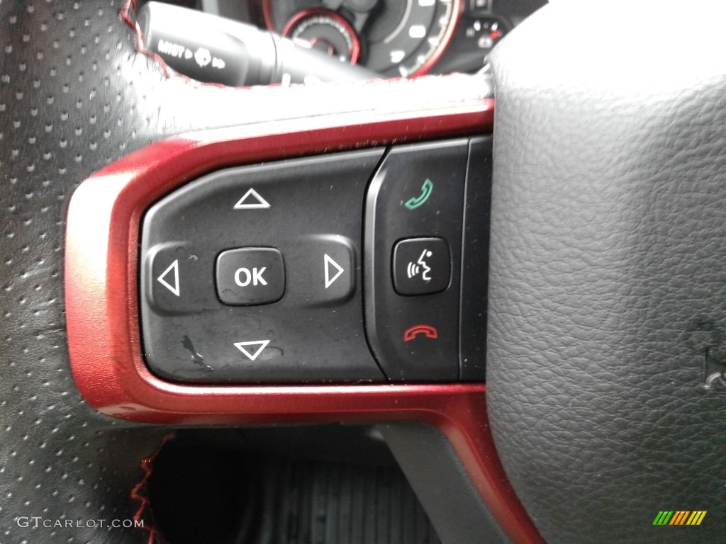 2019 Ram 1500 Rebel Quad Cab 4x4 Black/Red Steering Wheel Photo #136234190