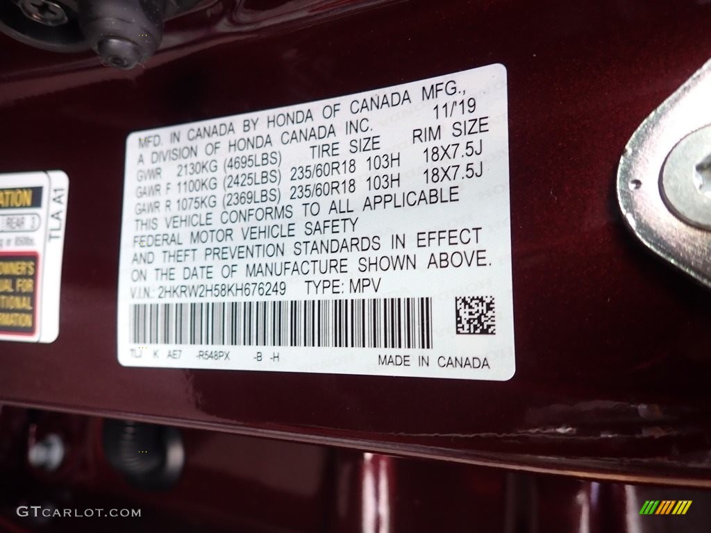 2019 CR-V EX AWD - Basque Red Pearl II / Gray photo #12