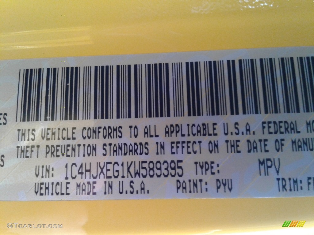 2019 Wrangler Unlimited Color Code PYV for Hellayella Photo #136236329