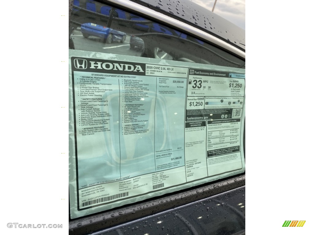 2020 Honda Civic LX Sedan Window Sticker Photo #136257220