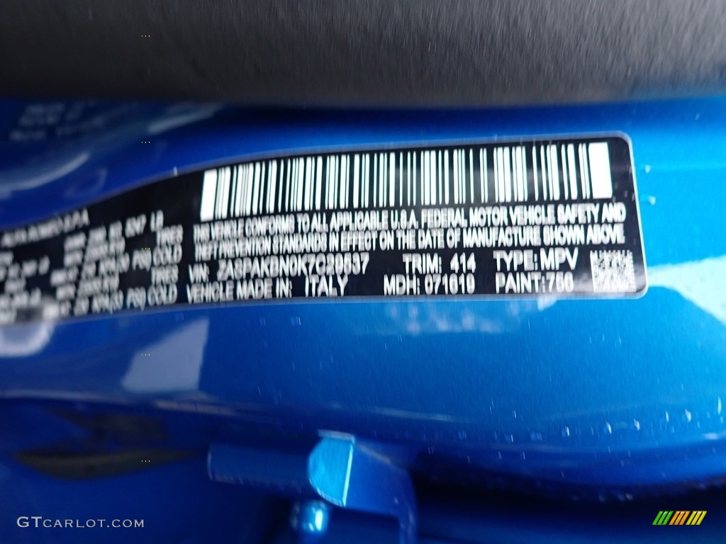 2019 Stelvio Color Code 756 for Misano Blue Metallic Photo #136271393