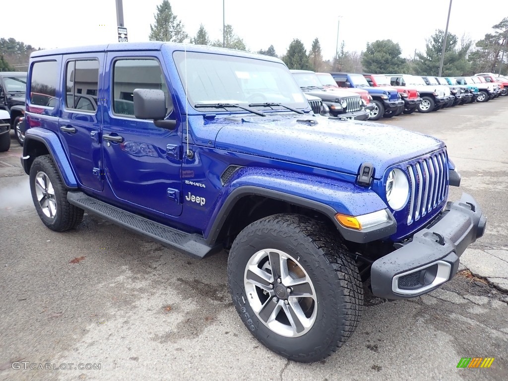 Ocean Blue Metallic 2020 Jeep Wrangler Unlimited Sahara 4x4 Exterior Photo #136275107