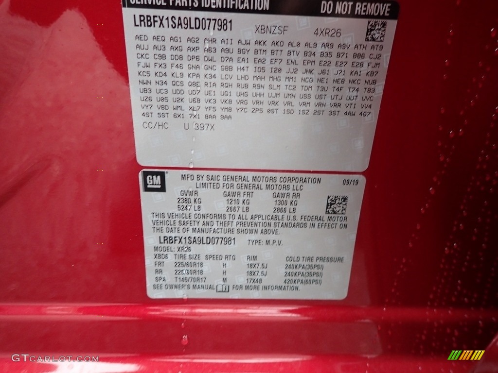 2020 Envision Color Code 397X for Chili Red Metallic Photo #136279643