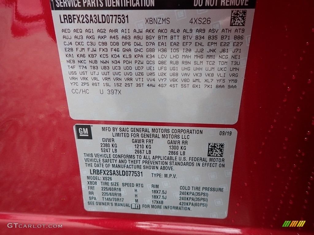2020 Envision Color Code 397X for Chili Red Metallic Photo #136281173